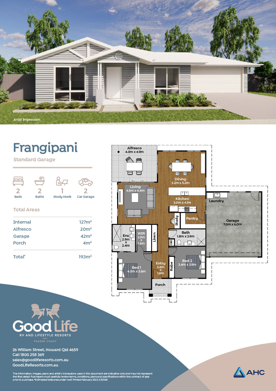 Good Life Fraser Coast Frangipani Standard Garage