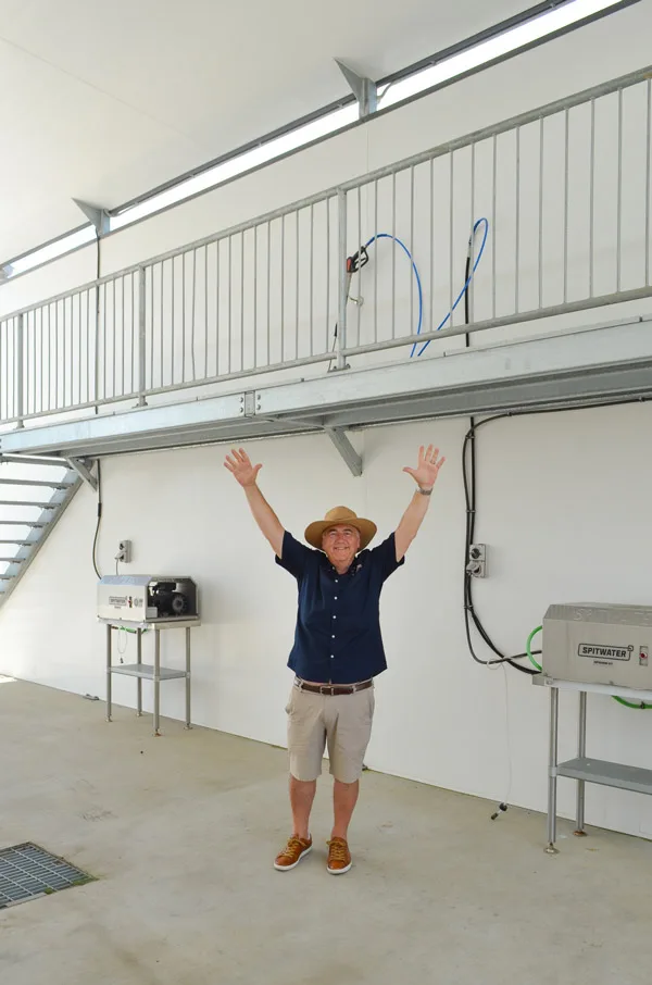 Sales Manager Vic Sabados celebrates the launch of the Good Life RV and Lifestyle Resorts Howard's RV Wash Bay