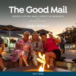 Good Life Fraser Coast Home Owners enjoying a winter evening around the clubhouse fire pit.